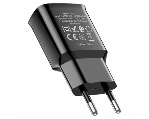 Мережевий зарядний пристрій HOCO C88A Star round dual port charger Black