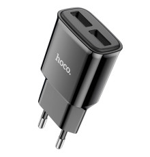 Мережевий зарядний пристрій HOCO C88A Star round dual port charger Black