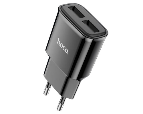 Мережевий зарядний пристрій HOCO C88A Star round dual port charger Black