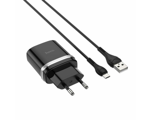 Мережевий зарядний пристрій HOCO C12Q Smart QC3.0 charger set(Micro) 18W Black