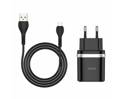 Мережевий зарядний пристрій HOCO C12Q Smart QC3.0 charger set(Micro) 18W Black