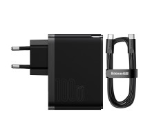 МЗП Baseus GaN5 Pro Fast Charger C+U 100W (Cable Type-C to Type-C 100W(20V/5A) 1m) Black