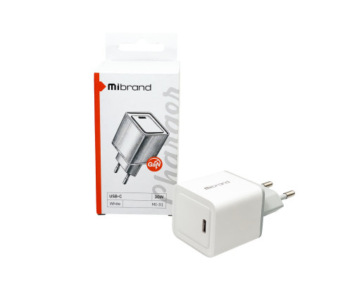 Мережевий зарядний пристрій Mibrand MI-31 GaN 30W Travel Charger USB-C White