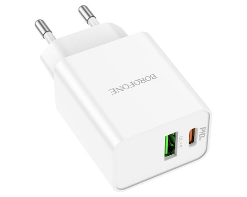 Мережевий зарядний пристрій BOROFONE BA69A Resource PD20W+QC3.0 charger White