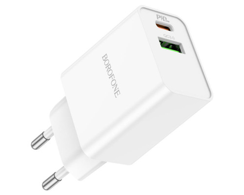 Мережевий зарядний пристрій BOROFONE BA69A Resource PD20W+QC3.0 charger White