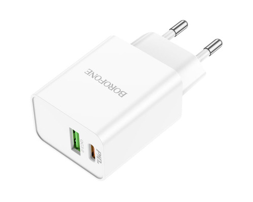 Мережевий зарядний пристрій BOROFONE BA69A Resource PD20W+QC3.0 charger White