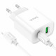 Мережевий зарядний пристрій HOCO C80A Plus Rapido PD20W+QC3.0 charger set(C to iP) White