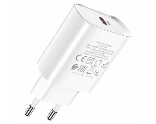 Мережевий зарядний пристрій HOCO N14 Smart Charging single port PD20W charger White