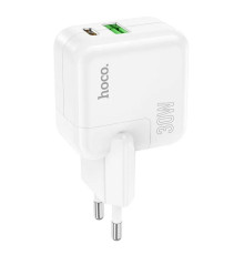 Мережевий зарядний пристрій HOCO C111A Lucky dual-port PD30W+QC3.0 charger White