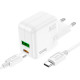 Мережевий зарядний пристрій HOCO C111A Lucky dual-port PD30W+QC3.0 charger set(Type-C to Type-C) White