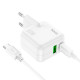 Мережевий зарядний пристрій HOCO C111A Lucky dual-port PD30W+QC3.0 charger set(Type-C to Type-C) White