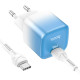 Мережевий зарядний пристрій HOCO C101A single port PD20W charger set(Type-C to Type-C) Ice Blue