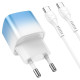 Мережевий зарядний пристрій HOCO C101A single port PD20W charger set(Type-C to Type-C) Ice Blue