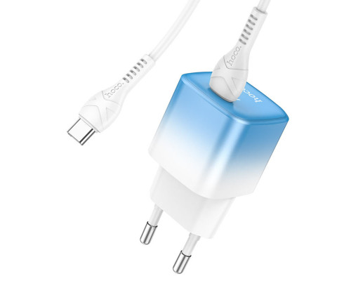 Мережевий зарядний пристрій HOCO C101A single port PD20W charger set(Type-C to Type-C) Ice Blue