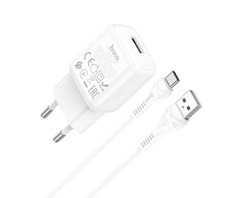 Мережевий зарядний пристрій HOCO C96A single port charger set(Type-C) White