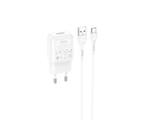 Мережевий зарядний пристрій HOCO C96A single port charger set(Type-C) White