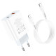 Мережевий зарядний пристрій HOCO C97A PD20W+QC3.0 charger set(Type-C to iP) White