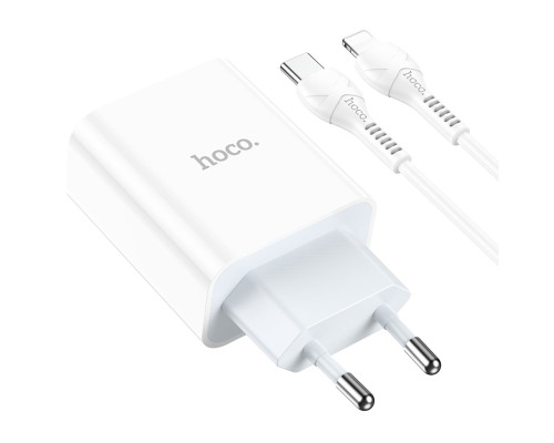 Мережевий зарядний пристрій HOCO C97A PD20W+QC3.0 charger set(Type-C to iP) White