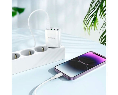 Мережевий зарядний пристрій BOROFONE BA79A Clever four-port PD20W(1C3A) charger set(C to iP) White