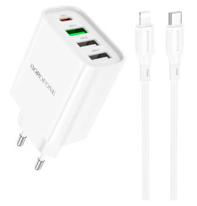 Мережевий зарядний пристрій BOROFONE BA79A Clever four-port PD20W(1C3A) charger set(C to iP) White