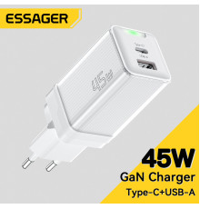 Мережевий зарядний пристрій Essager Zhiqi 45W GaN Travel Charger A+C EU white (ECTCA-ZQB02-Z)