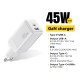 Мережевий зарядний пристрій Essager Zhiqi 45W GaN Travel Charger A+C EU white (ECTCA-ZQB02-Z)