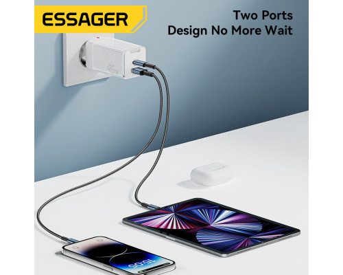 Мережевий зарядний пристрій Essager Zhiqi 45W GaN Travel Charger A+C EU white (ECTCA-ZQB02-Z)