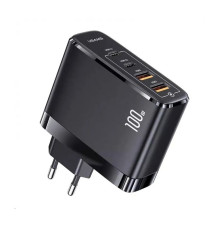 Мережевий зарядний пристрій Usams US-CC145 T44 100W 4 Ports GaN Fast 2A+2C Charger (EU) Black