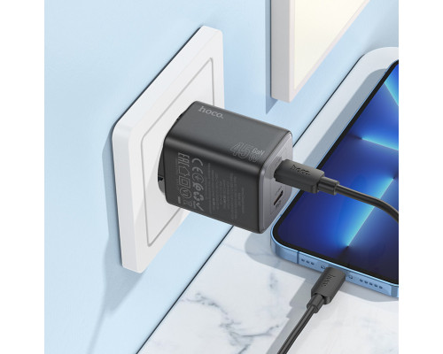 Мережевий зарядний пристрій HOCO N42 Elogiado dual-port PD45W(2C) charger Black