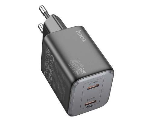 Мережевий зарядний пристрій HOCO N42 Elogiado dual-port PD45W(2C) charger Black