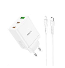 Мережевий зарядний пристрій HOCO N33 Start three-port PD35W(2C1A) charger set(C to iP) White