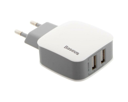 Мережевий зрядний пристрій Baseus 2хUSB Wall Charger Letour White+Gray