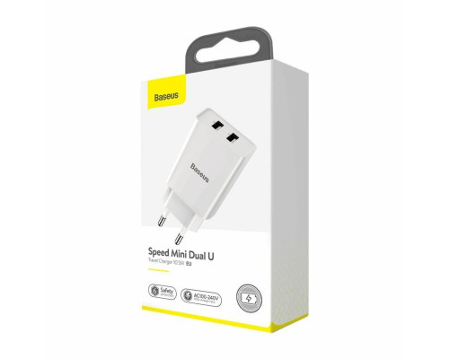 Мережевий зарядний пристрій Baseus Speed Mini Dual U Charger 10.5W White