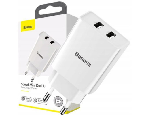 Мережевий зарядний пристрій Baseus Speed Mini Dual U Charger 10.5W White