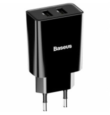 Мережевий зарядний пристрій Baseus Speed Mini Dual U Charger 10.5W ( With Mini White Cable IP) Black