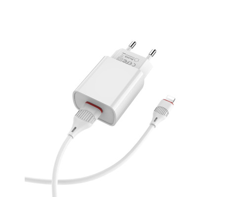 Мережевий зарядний пристрій BOROFONE BA20A Sharp single port charger set(Lightning) White