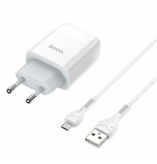 Мережевий зарядний пристрій HOCO C72A Glorious single port charger set(Micro) White