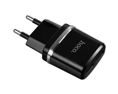 Мережевий зарядний пристрій HOCO C12 Smart dual USB (Micro cable)charger set Black