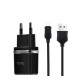 Мережевий зарядний пристрій HOCO C12 Smart dual USB (Micro cable)charger set Black