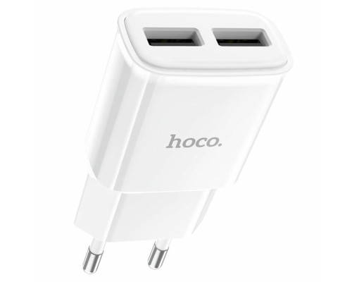 Мережевий зарядний пристрій HOCO C88A Star round dual port charger White