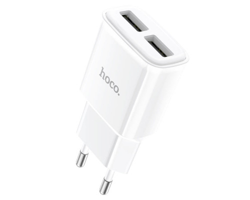 Мережевий зарядний пристрій HOCO C88A Star round dual port charger White