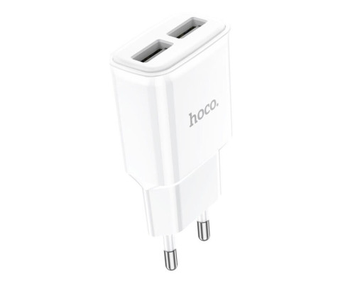 Мережевий зарядний пристрій HOCO C88A Star round dual port charger White