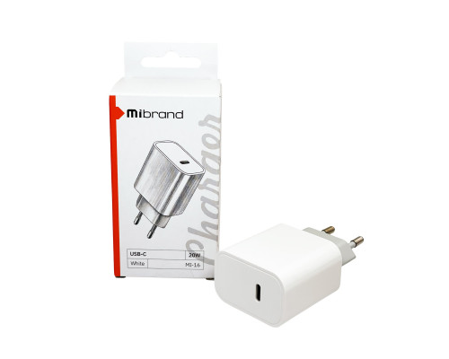 Мережевий зарядний пристрій Mibrand MI-16 20W PD + Quick Charger USB-C White