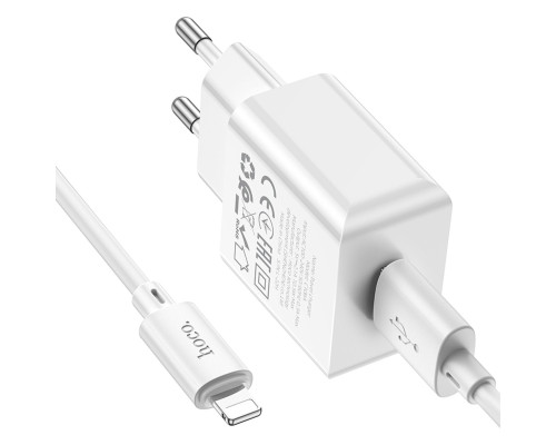 Мережевий зарядний пристрій HOCO C106A Leisure single port charger set(iP) White