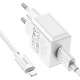 Мережевий зарядний пристрій HOCO C106A Leisure single port charger set(iP) White