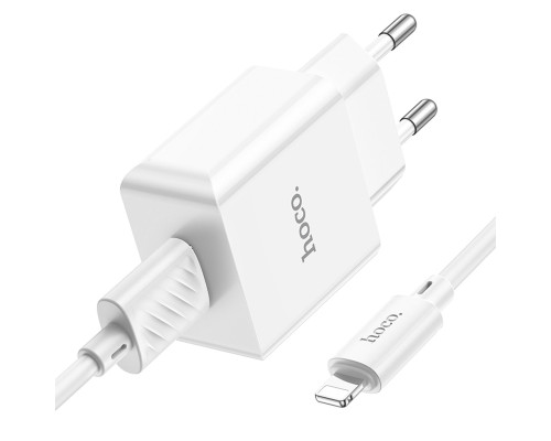 Мережевий зарядний пристрій HOCO C106A Leisure single port charger set(iP) White