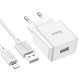 Мережевий зарядний пристрій HOCO C106A Leisure single port charger set(iP) White