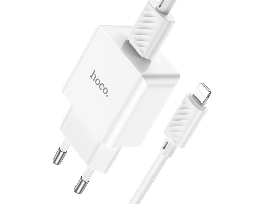 Мережевий зарядний пристрій HOCO C106A Leisure single port charger set(iP) White