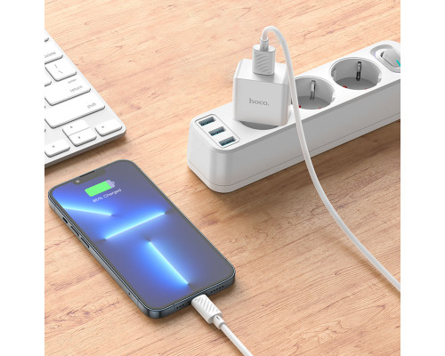 Мережевий зарядний пристрій HOCO C106A Leisure single port charger set(iP) White