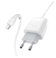 Мережевий зарядний пристрій HOCO C72Q Glorious single port QC3.0 charger set(Micro) White